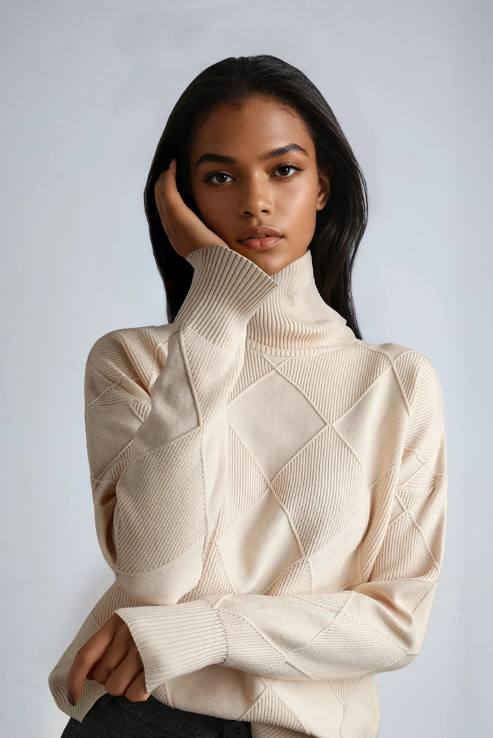 Sky | Turtleneck Sweater with Diamond Pattern
