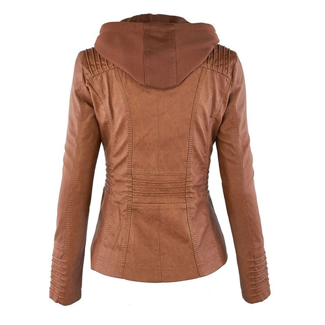 Elora | Chic Hooded Leather Jacket