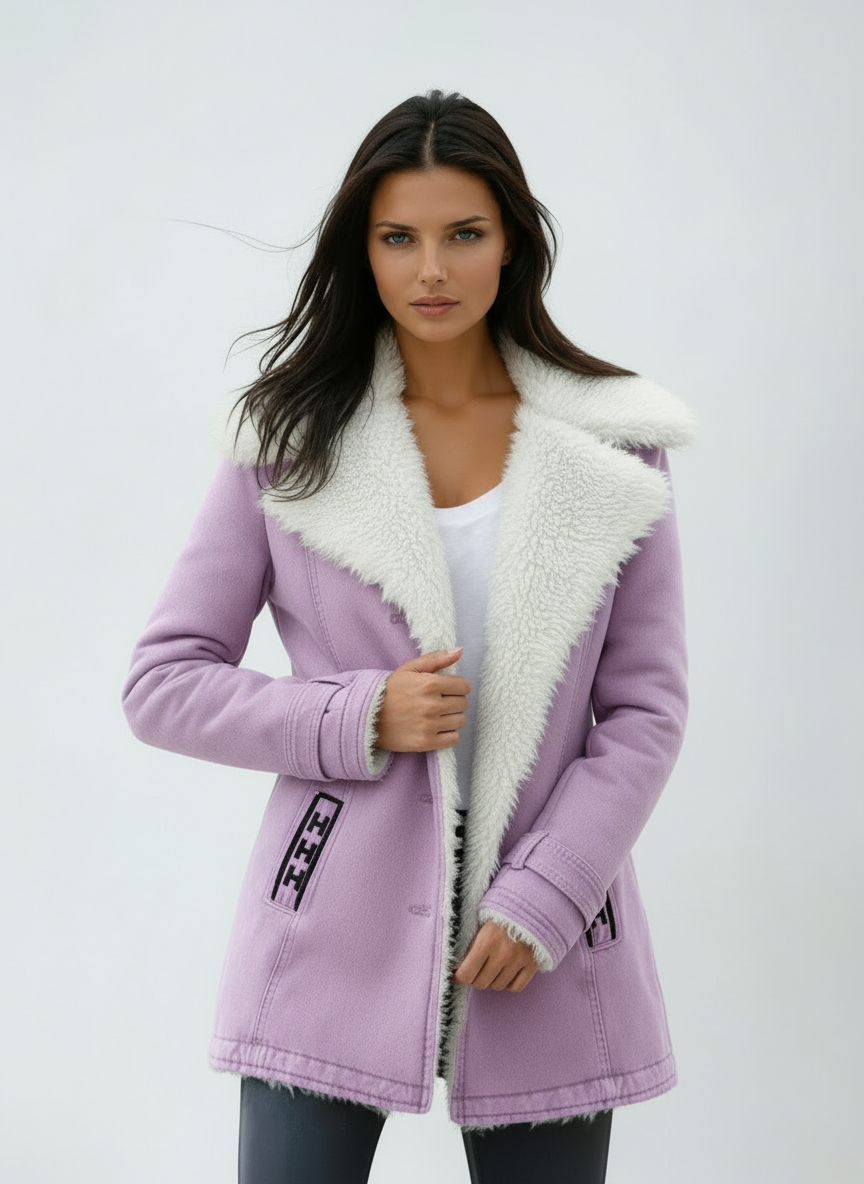Lirena | Winter Coat Fur Collar & Buttons