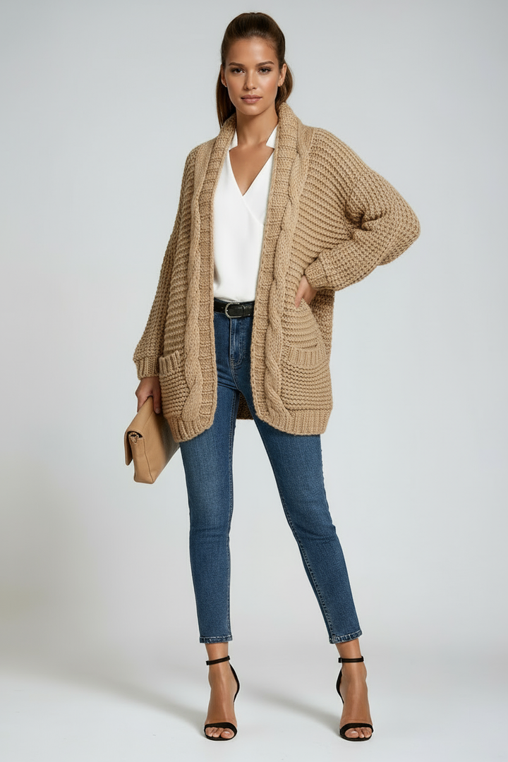 Women's Long Sleeve Cardigan | Knitted with Pockets
